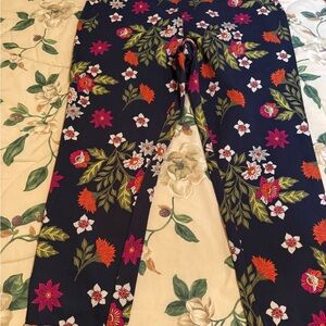 Time and Tru Dark Blue Floral Pants